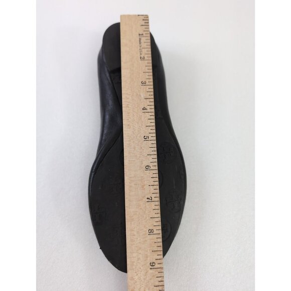 Tory Burch Reva Ballet Flats Shoe Womens 6 Black Slip On Metal Logo Travel Prepp - Picture 14 of 14